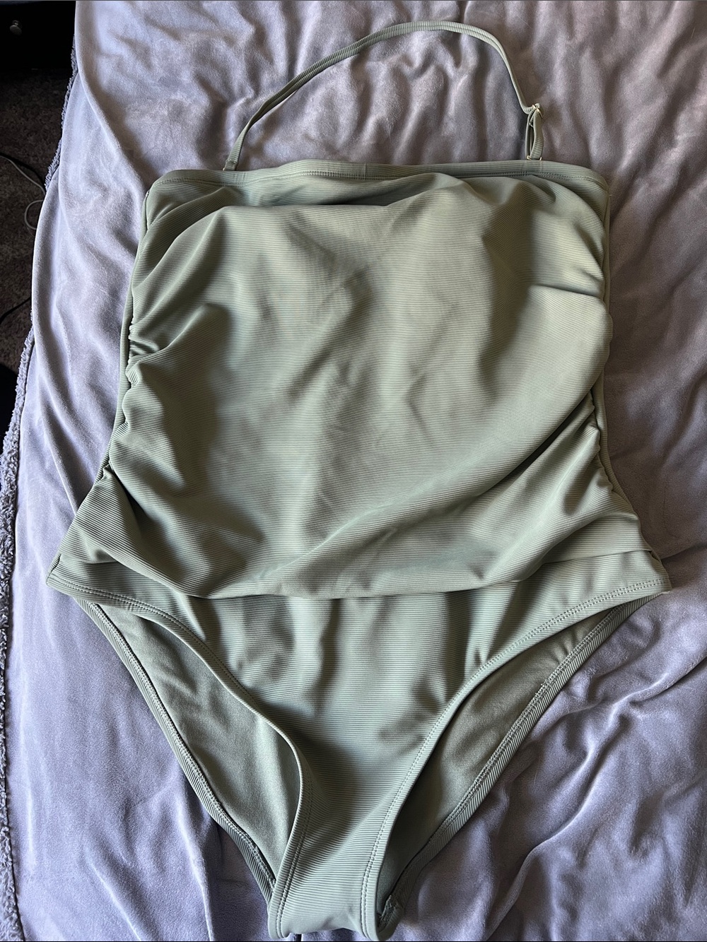 Time and Tru Sage Green One-Piece Swimsuit